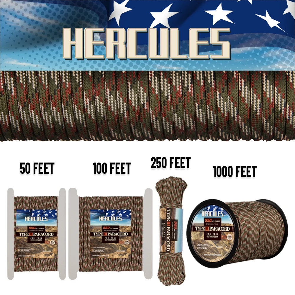550 Paracord Rope 1000FT Survival Tent Camping Accessories