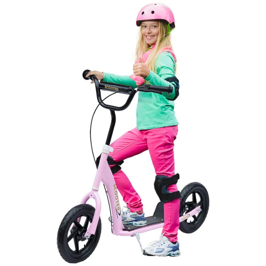 Homcom Pink Big Wheel Kick Scooter Adjustable Handlebar
