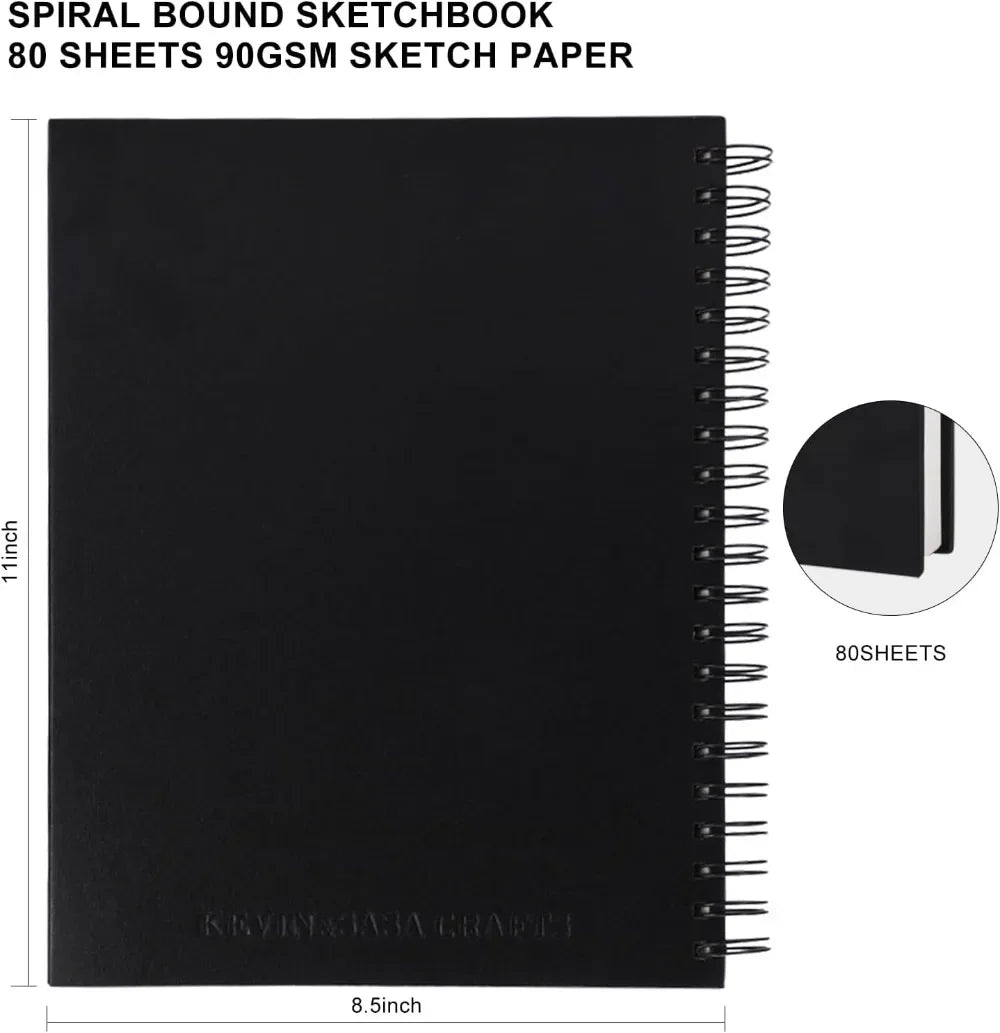 Hardcover Spiral Bound Sketchbook 8.5x11 Inch 80 Sheets