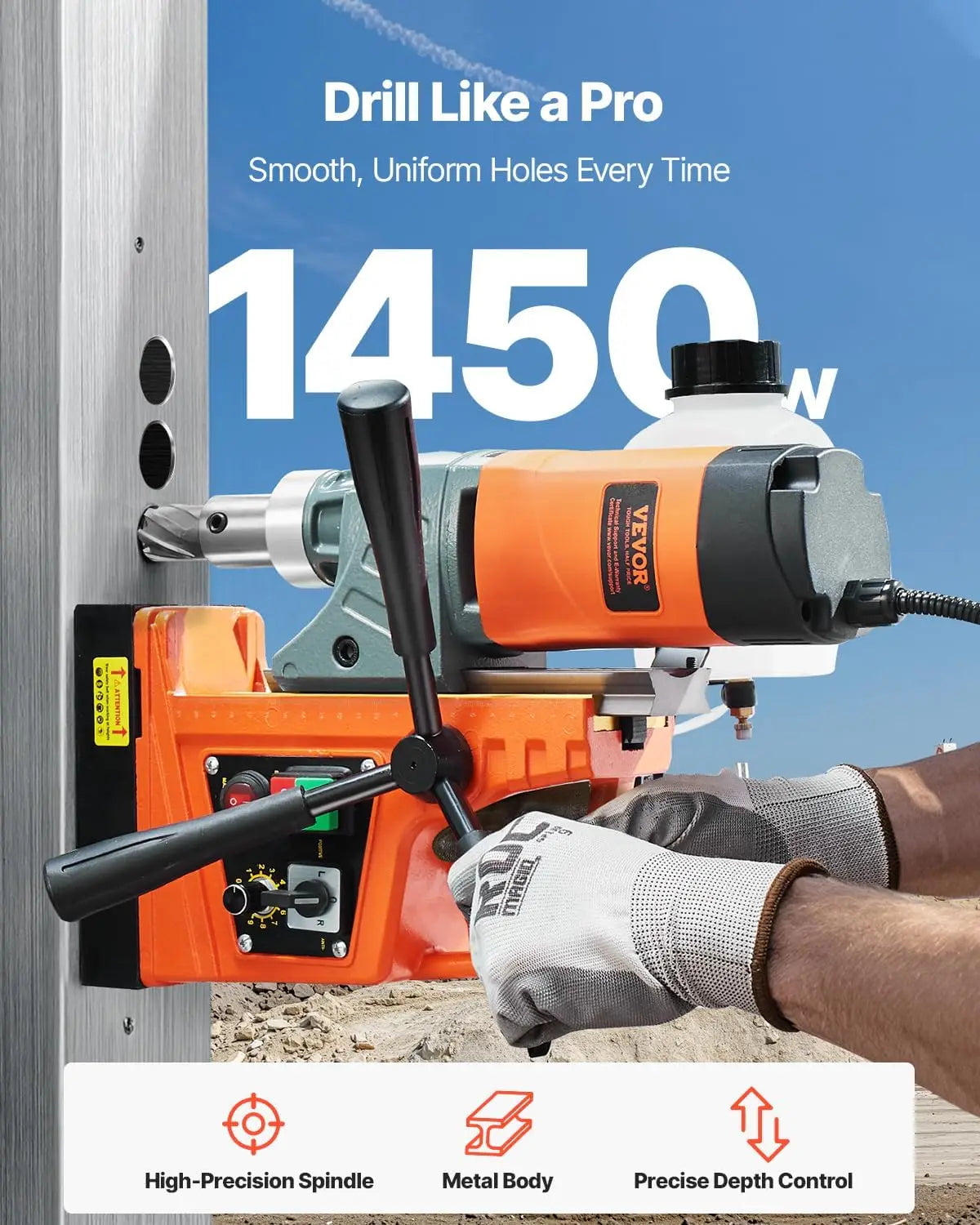 Portable Magnetic Drill 1450W Variable Speed 1.6 Inch Boring