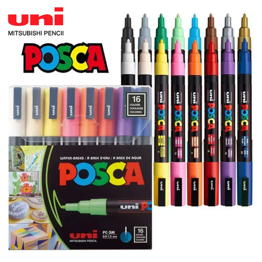 16pcs UNI POSCA Markers Set High Quality Acrylic Paint Pens