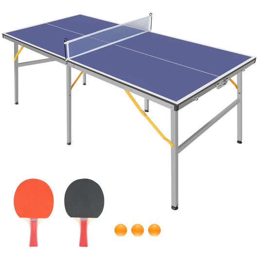 6ft Foldable Mid Size Portable Ping Pong Table Set Complete