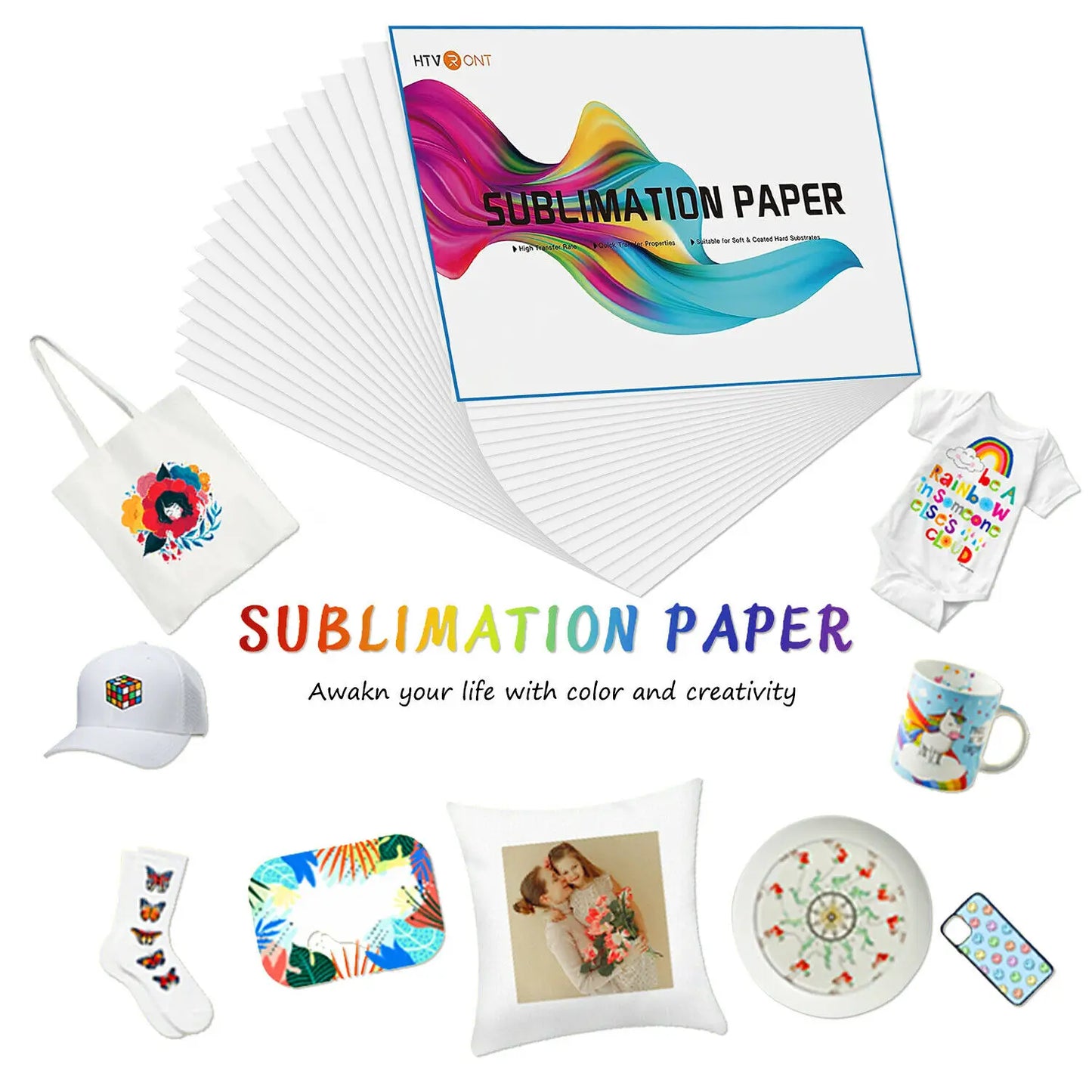 HTVRONT 150 Sheets A4 Sublimation Paper for Inkjet Printing