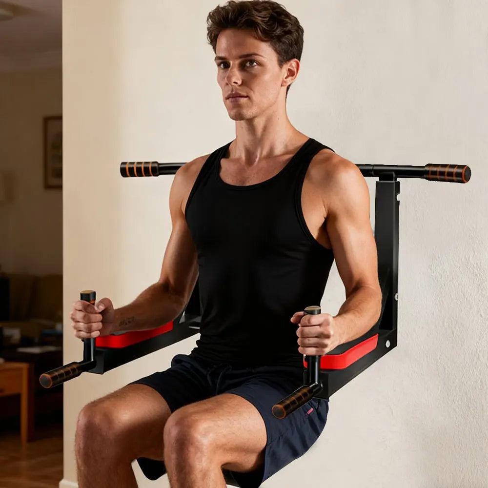 Wall Mounted Pull Up Bar And Dip Station Home Gym