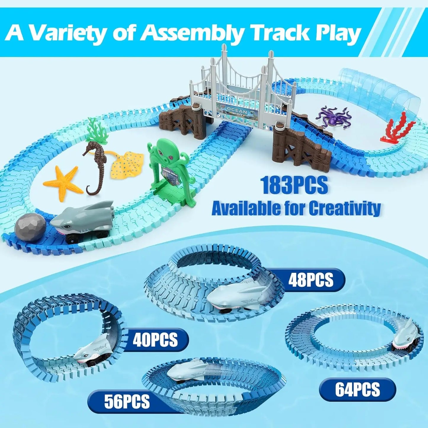 VATOS Shark Race Car Toy Set for Boys and Girls Age 3 Plus