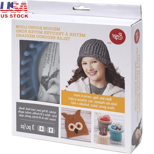 Round Loom Knitting Kit With 30 Pegs And Tools For Hats