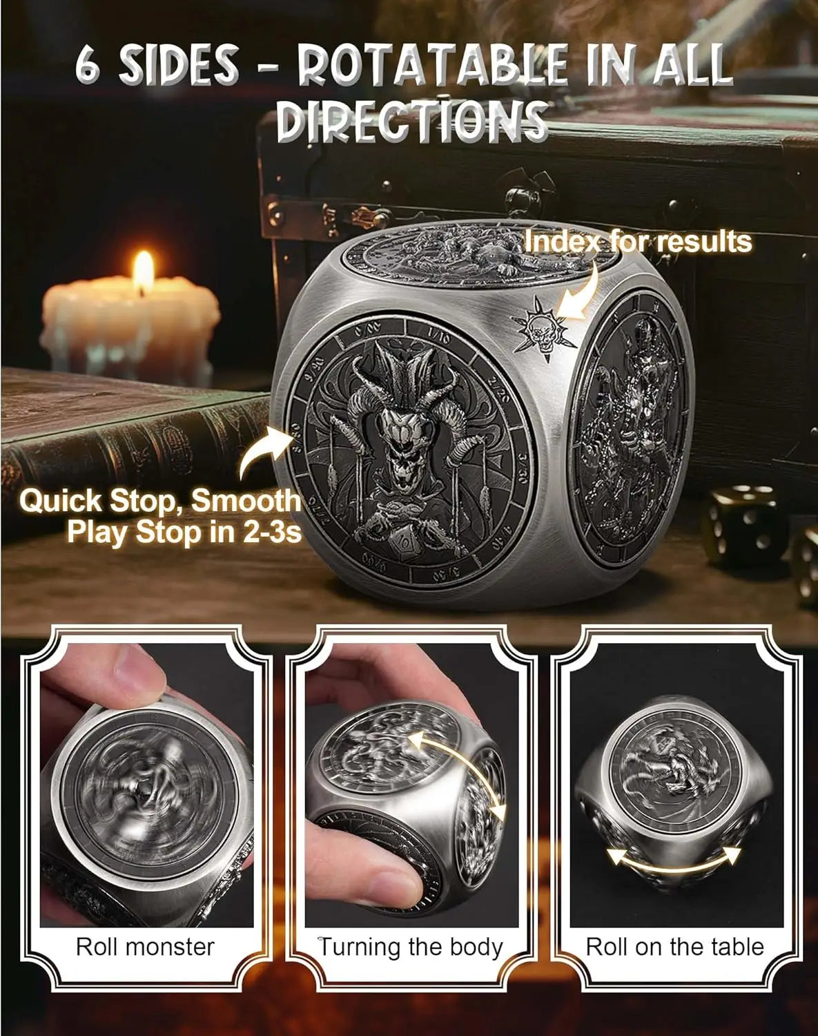 Spinner Metal Dice For 7 In 1 DND Dice Set For Tabletop RPG