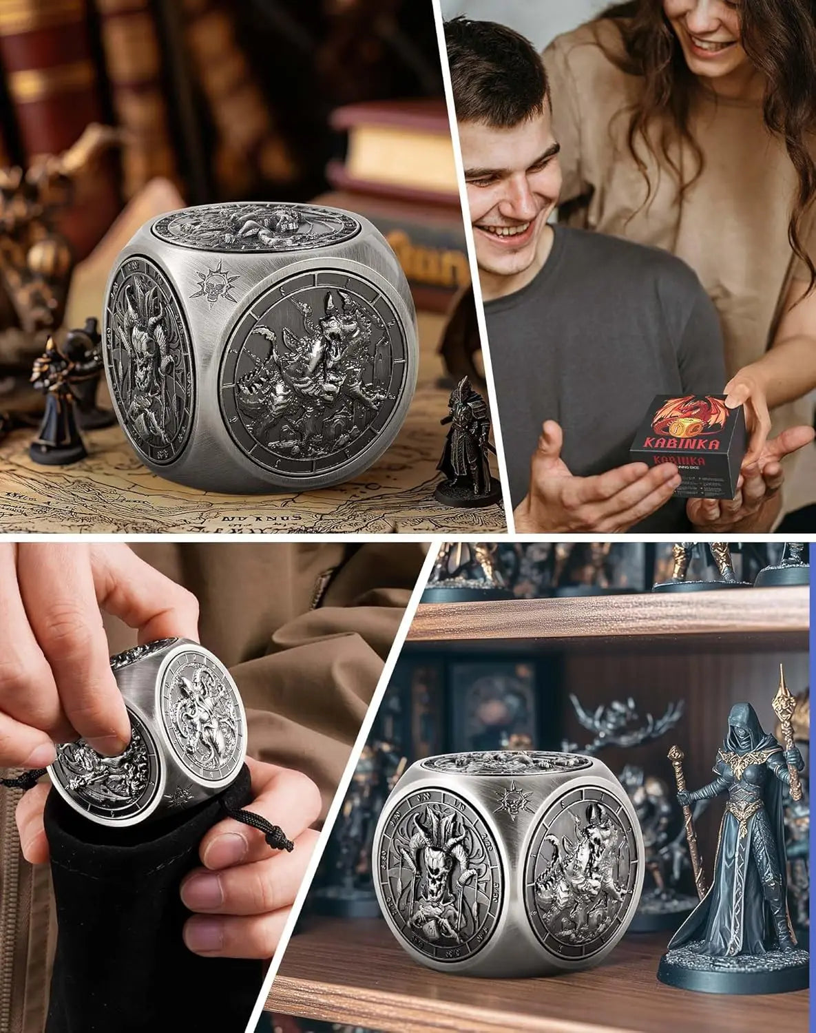 Spinner Metal Dice For 7 In 1 DND Dice Set For Tabletop RPG