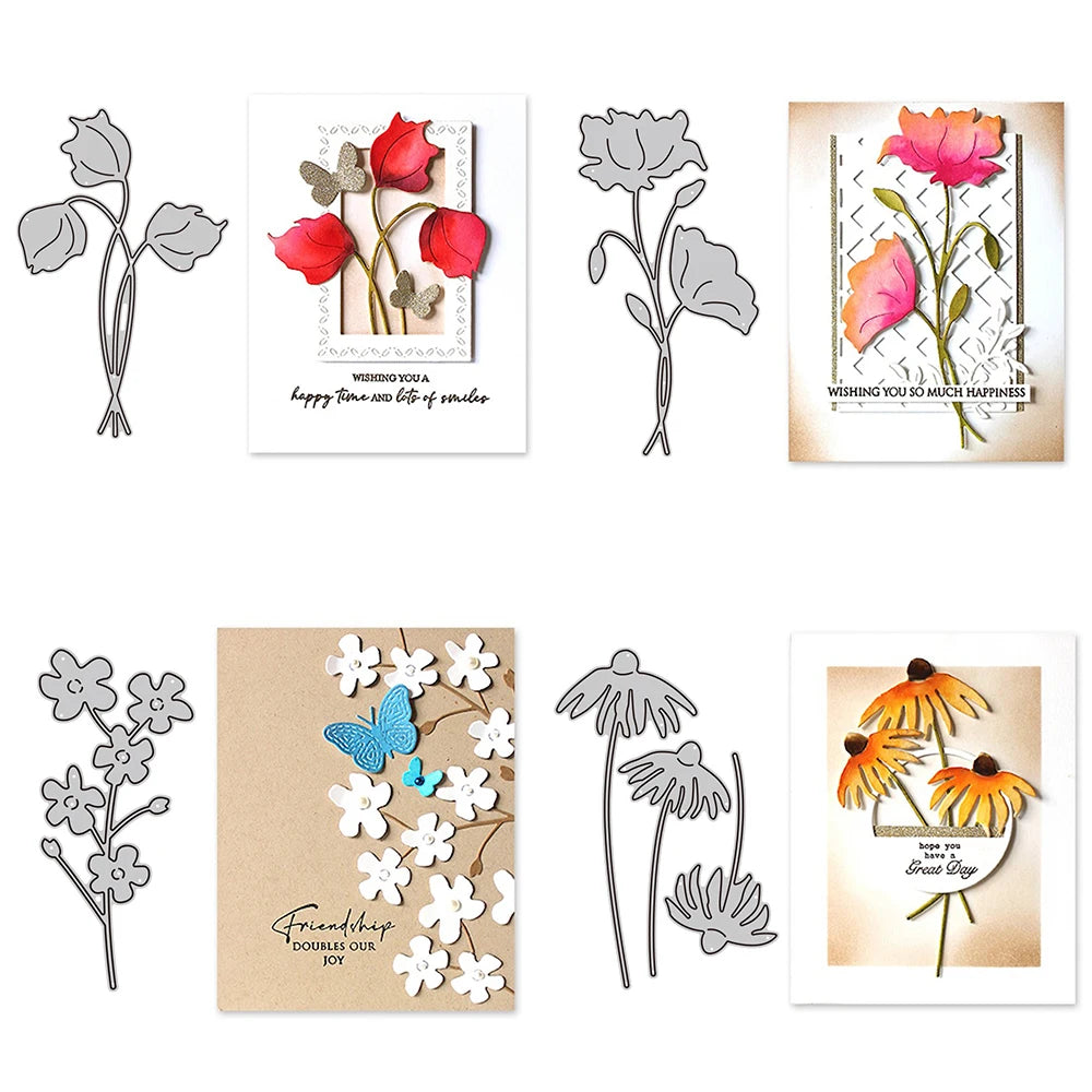 Blooms Floral Twirl Daisies Cutting Dies for DIY Crafts