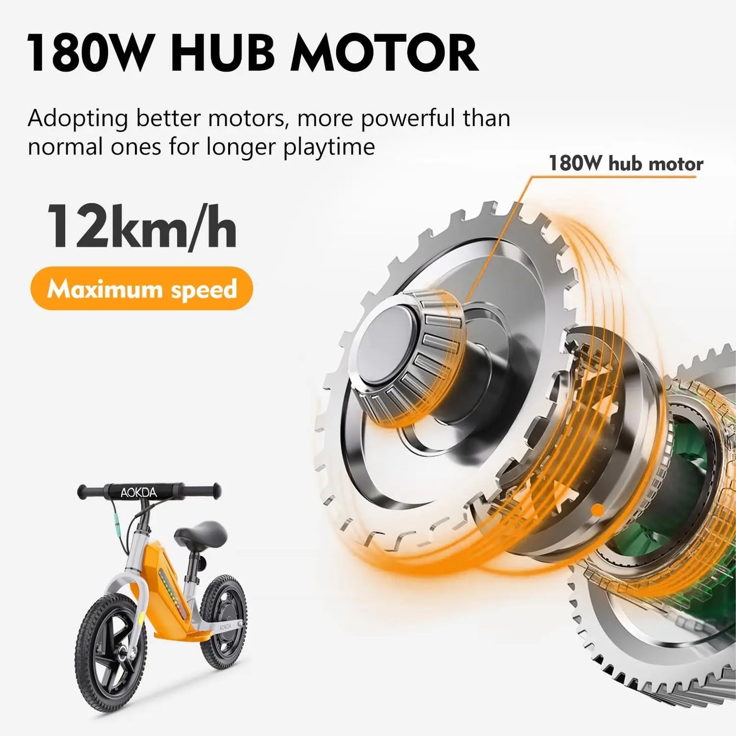 AOKDA K8 Electric Bike for Kids 12 Inch Balance Bicycle