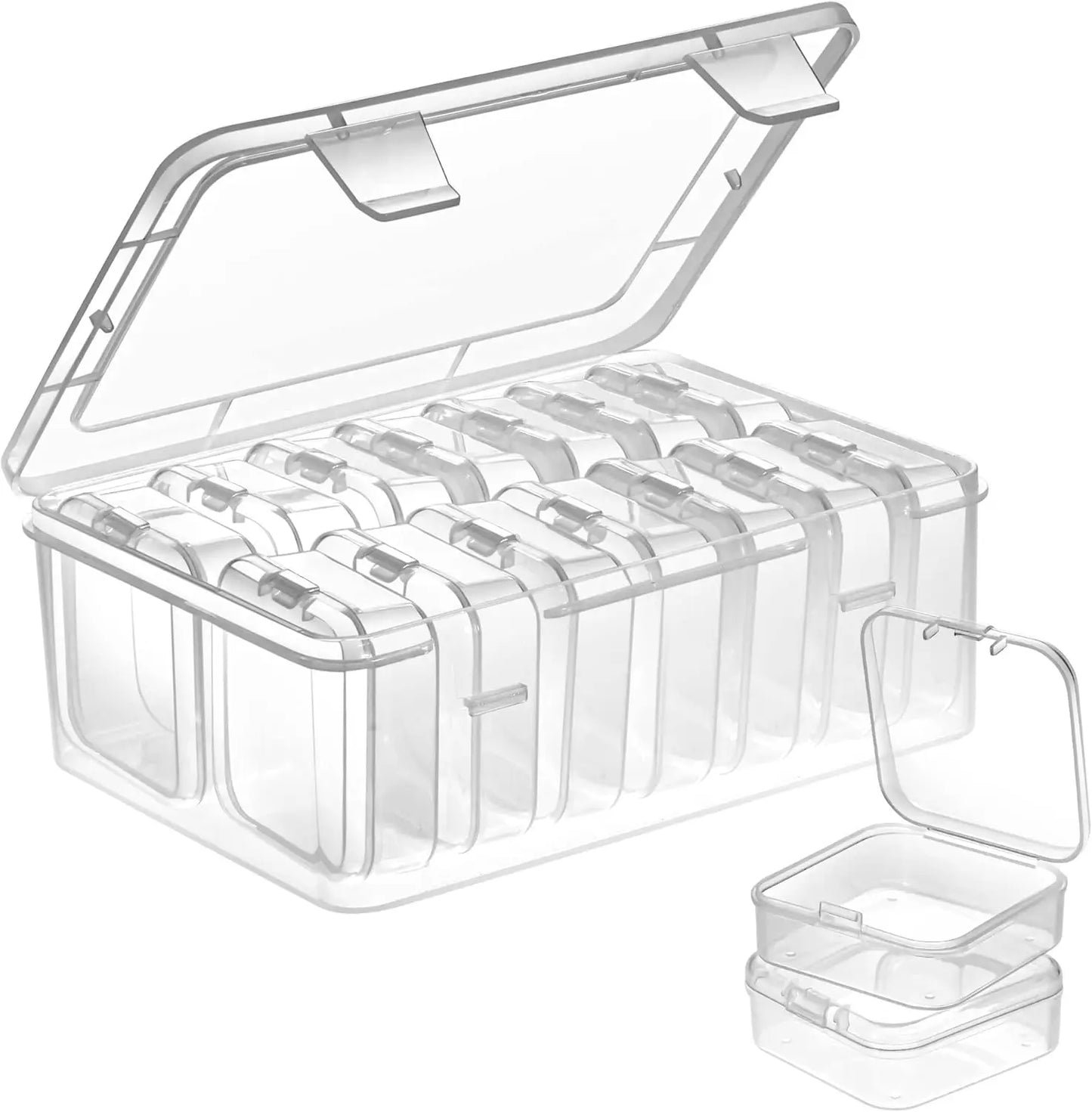 Clear Plastic Bead Organizers Set of 15 Mini Storage Cases