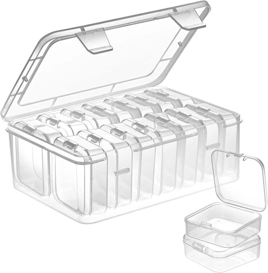 Clear Plastic Bead Organizers Set of 15 Mini Storage Cases
