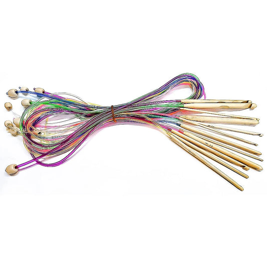 Carbonized Bamboo Needles Crochet Hook Set Afghan Tunisian