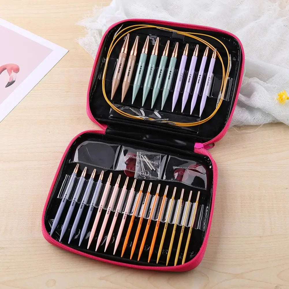 Crochet Hook Circular Knitting Needles Set with Storage Case