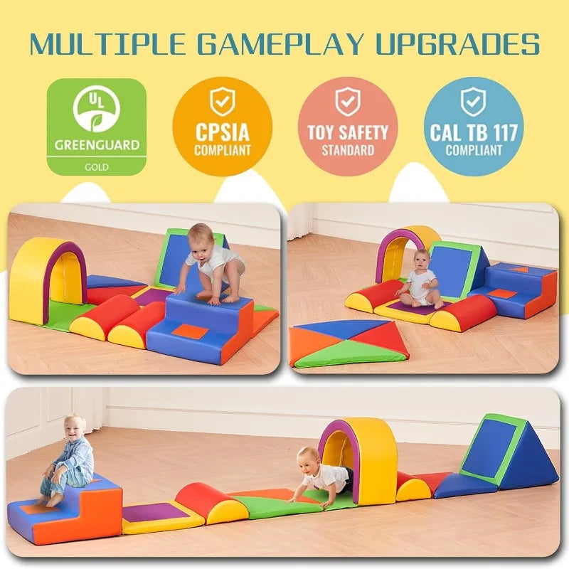 Indoor Foam Climbing Blocks 11 Piece Set For Toddlers