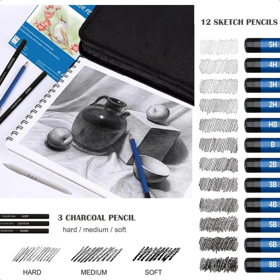 146 Pieces Drawing and Sketching Colored Pencils Art Set