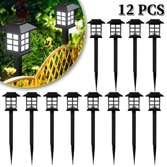 12pcs LED Solar Pathway Lights Outdoor Waterproof Garden Decor