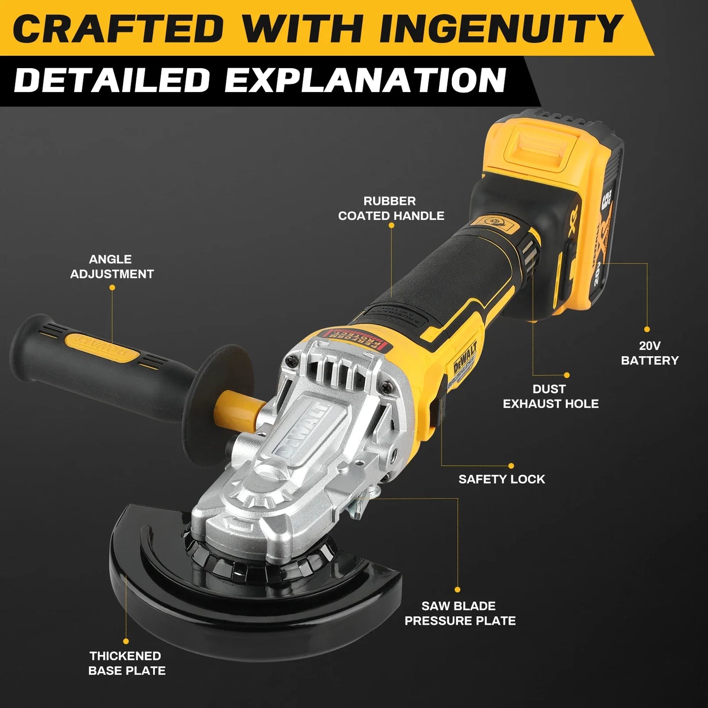 DeWalt 125mm Flat Head Grinder Bare Tool 18V Brushless