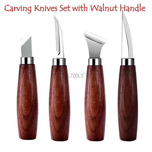 Carbon Steel Carving Knives With Walnut Handle Engraving Kit
