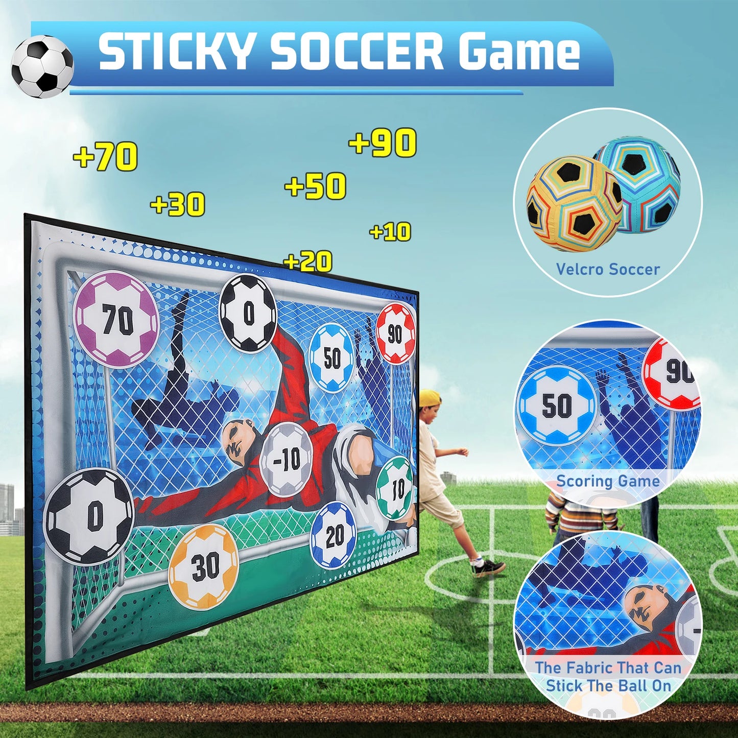 VATOS Foldable Football Ball Game Set For Kids Outdoor Play