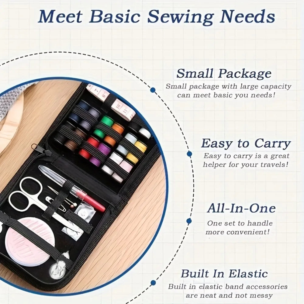 Mini Canvas Sewing Kit Travel Set With Thread Scissors