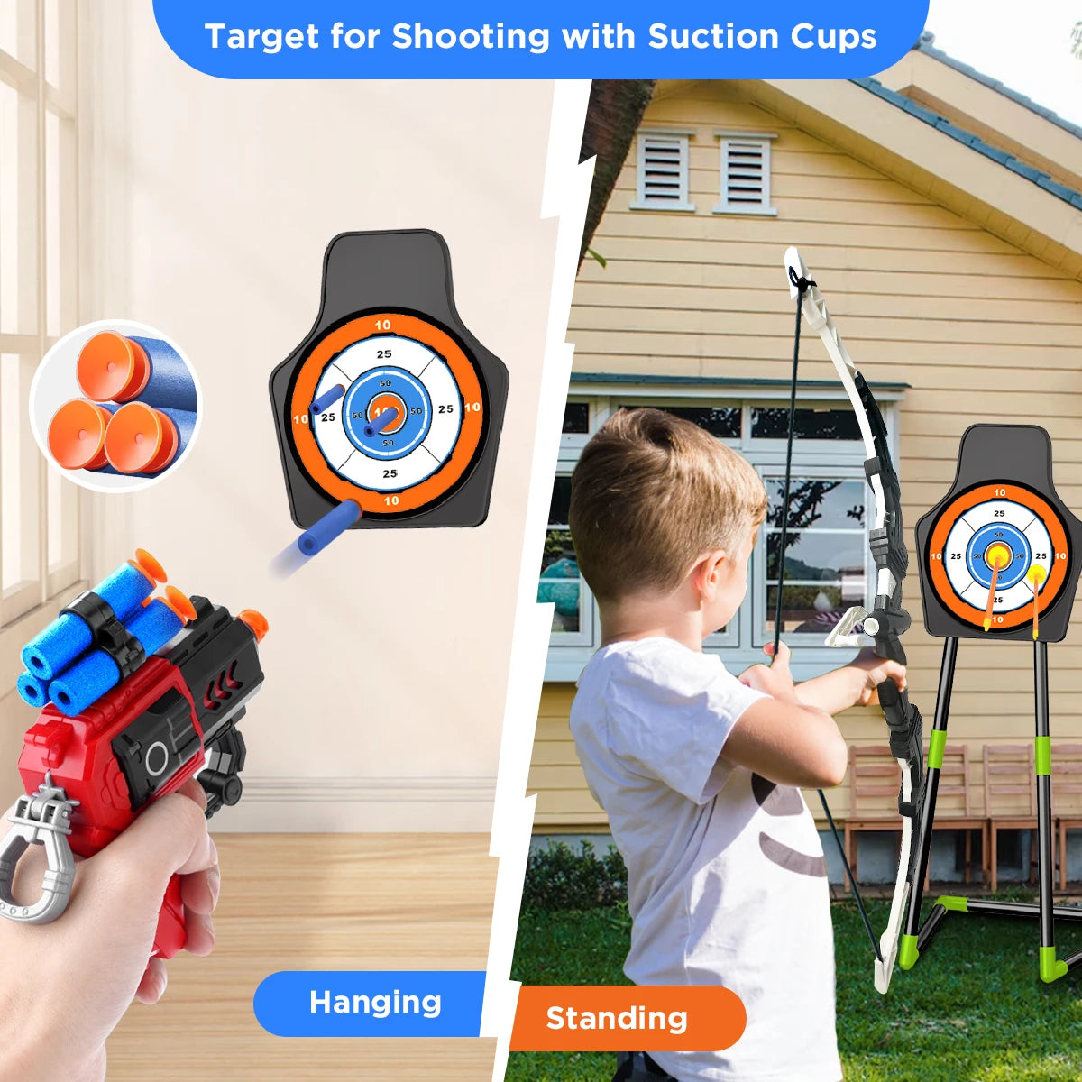 VATOS LED Archery Toy Set With Suction Cup Target Board