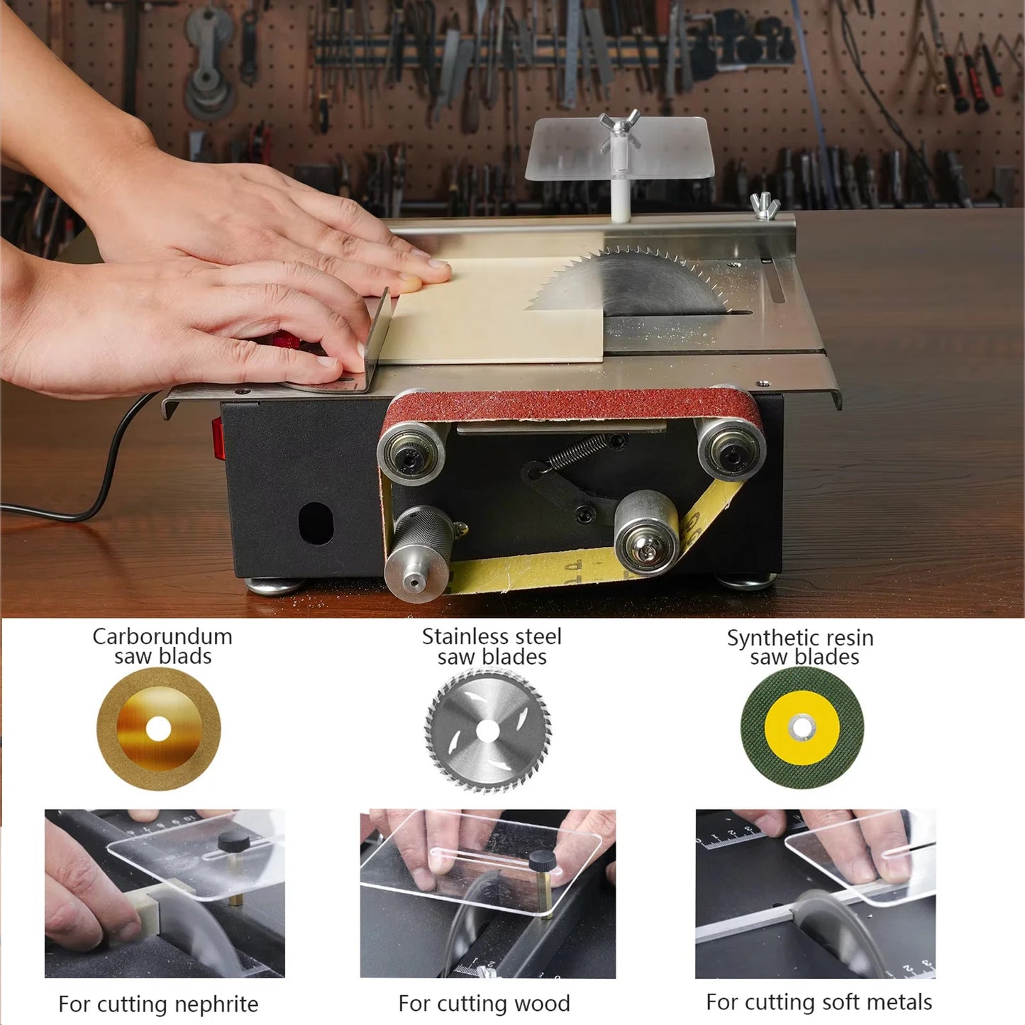 Mini Table Saw Sanding Belt Machine with Dual Motor Control