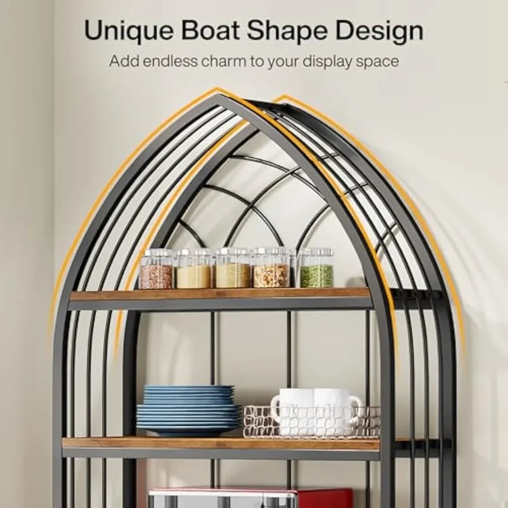 5-Tier Indoor Plant Stand 74.8 Inch Tall Wood and Metal Shelf