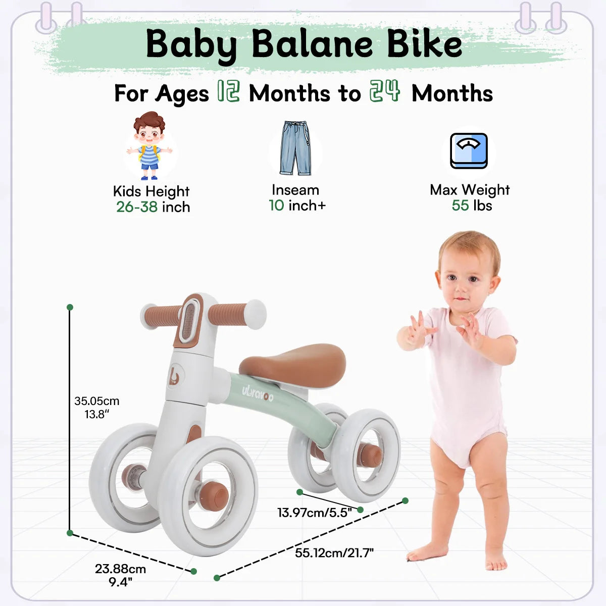 Ubravoo Baby Slide Balance Bike 12 24 Months With Headlight