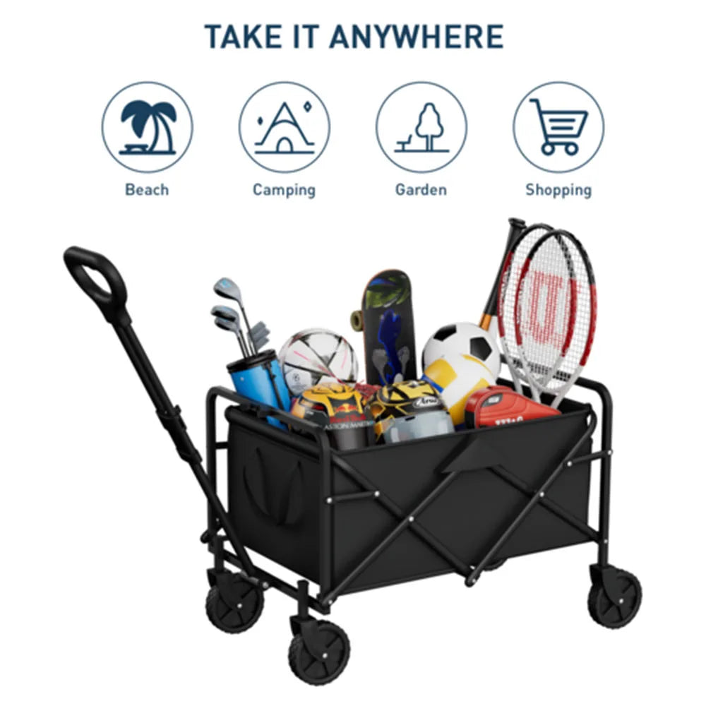 Foldable Garden Wagon Cart Portable Trolley for Outdoor Use