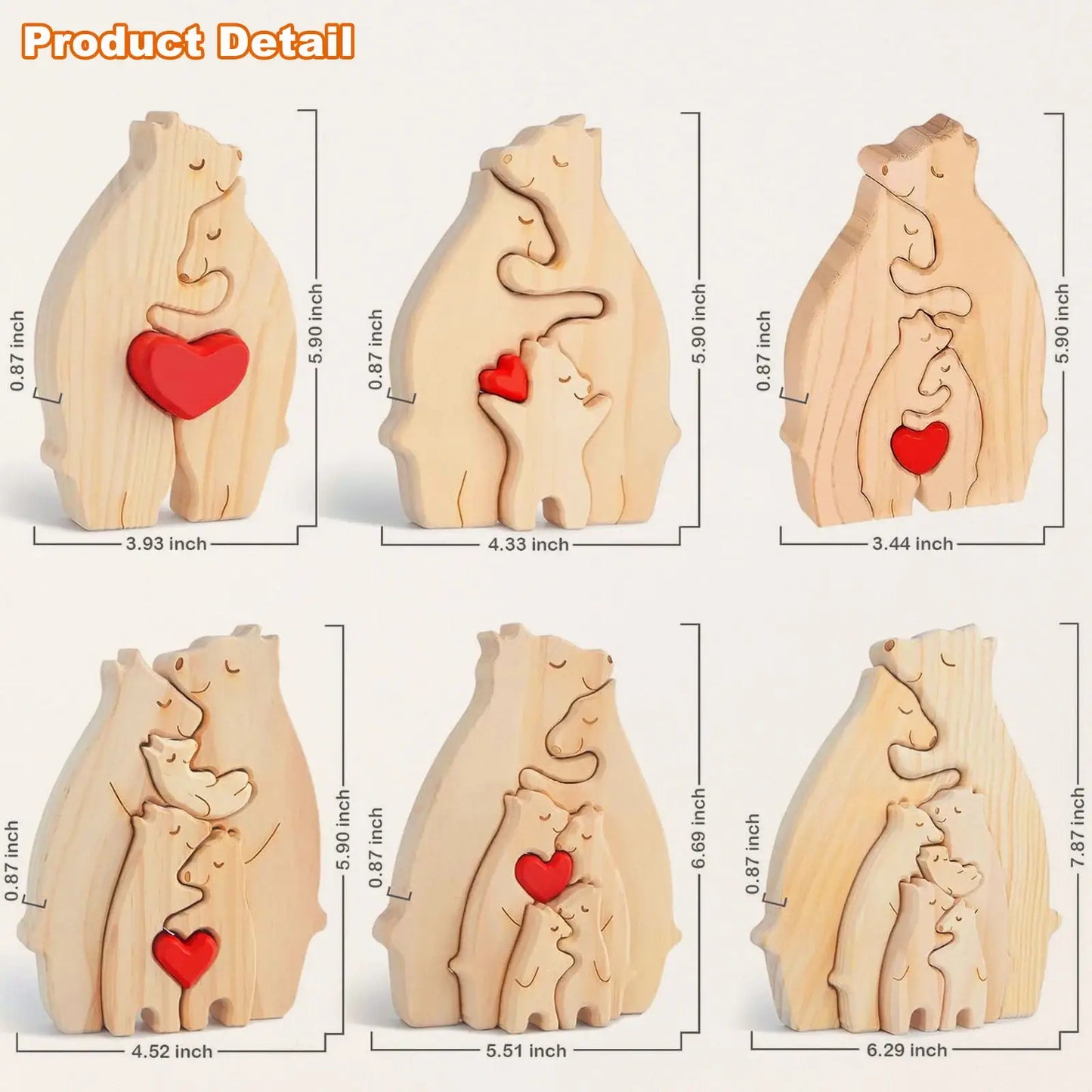 Personalized Custom Bear Family Wooden Puzzle for Home Decor