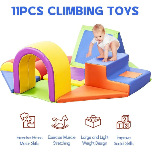 Indoor Foam Climbing Blocks 11 Piece Set For Toddlers