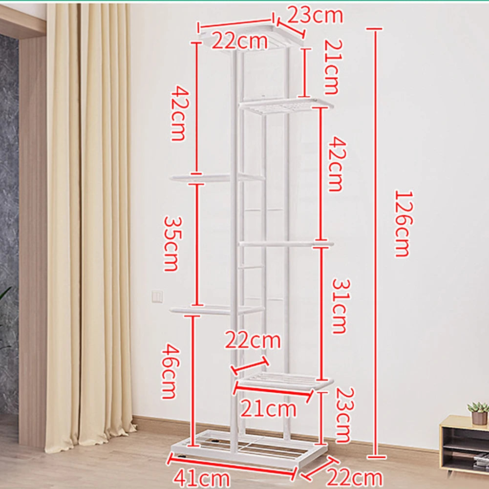 Metal 7 Tier Plant Stand 8 Pot Holder for Indoor and Outdoor Use