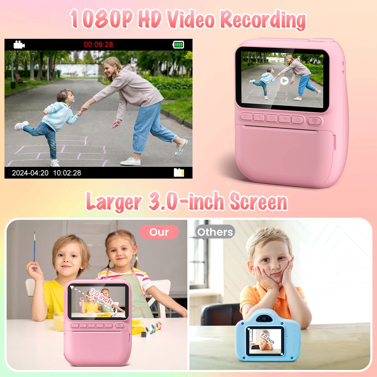 Instant Print Camera for Kids 32MP HD Digital Fun