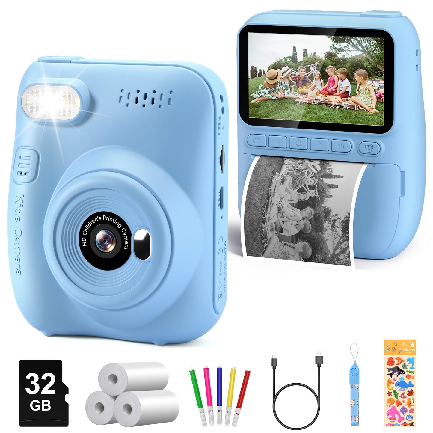 Instant Print Camera for Kids 32MP HD Digital Fun