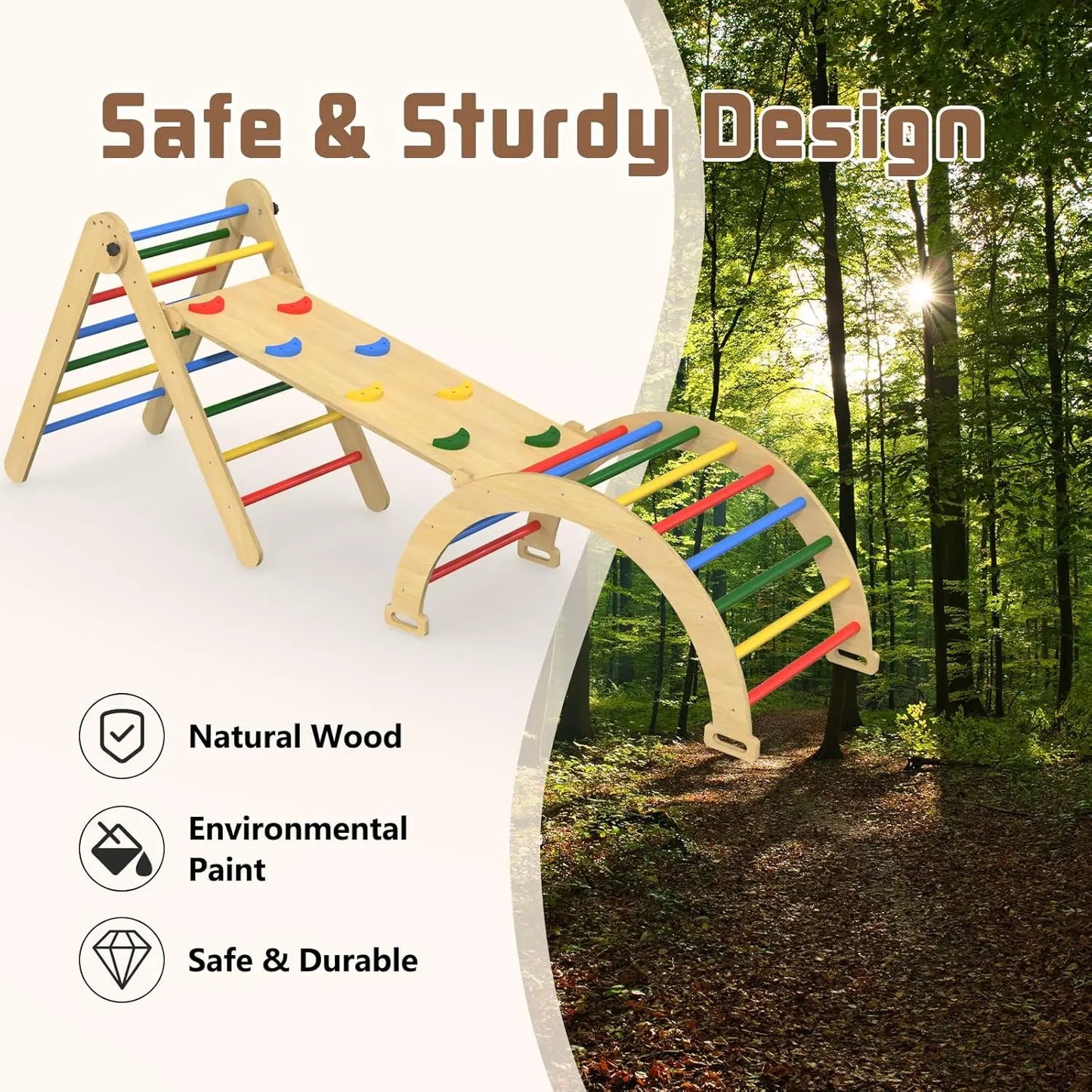 Wooden Montessori 7 In 1 Foldable Pikler Climber Toy