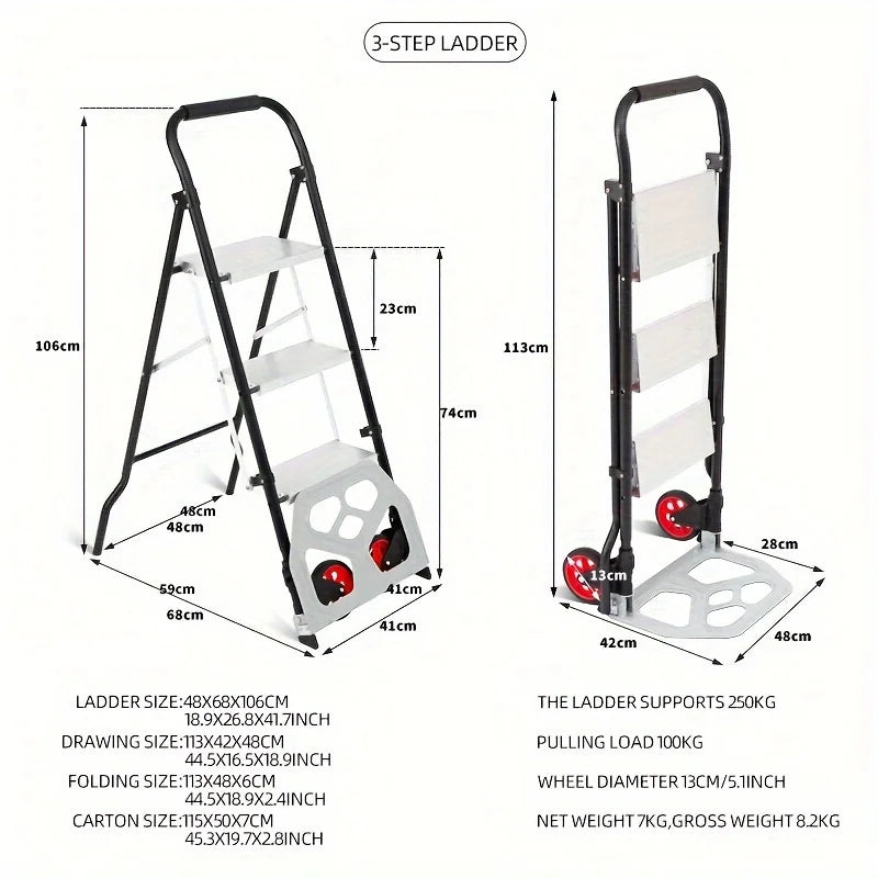 Multi Functional Heavy Duty Folding Step Ladder with Rubber Handle