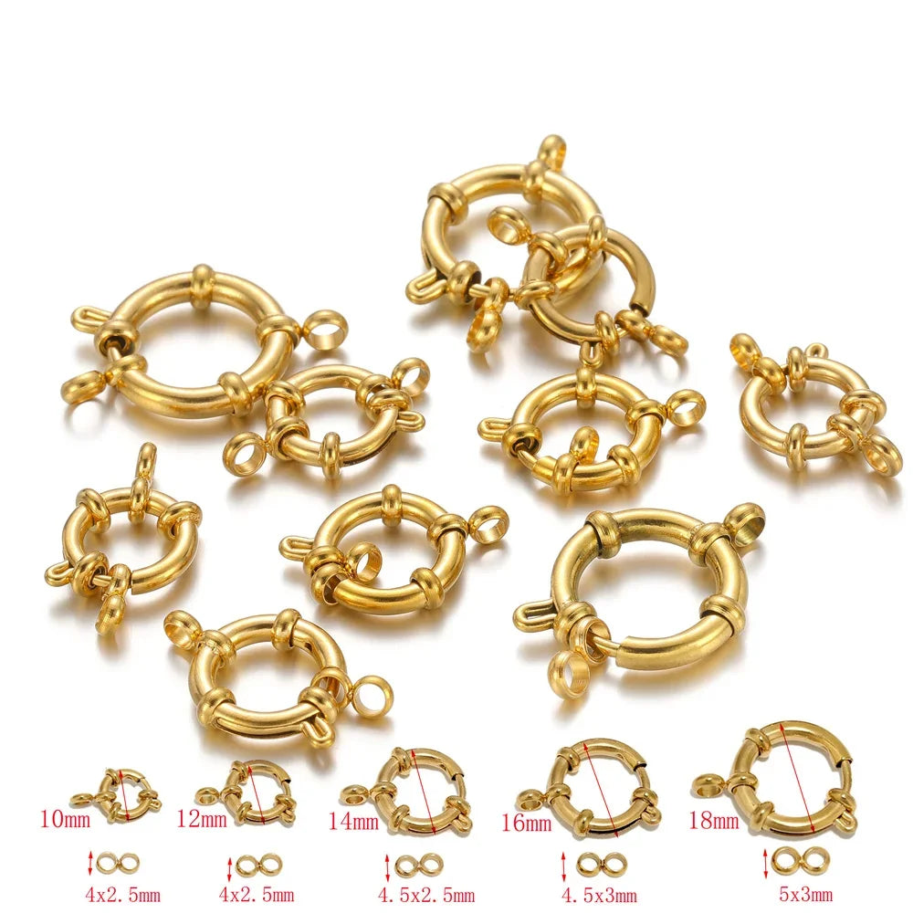 4pcs Gold Stainless Steel Spring Clasps for DIY Jewelry Making