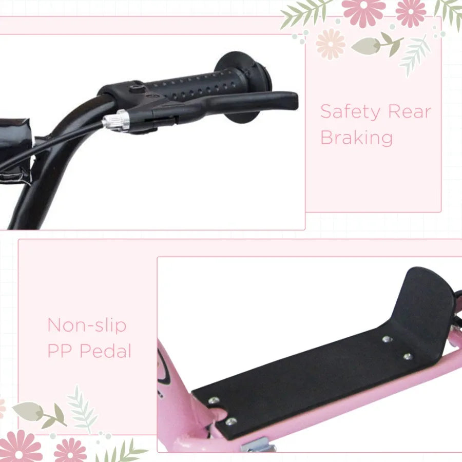 Homcom Pink Big Wheel Kick Scooter Adjustable Handlebar