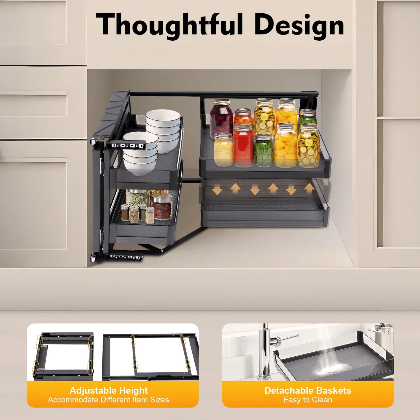 Kitchen Corner Pull Out Organizer With Four Baskets