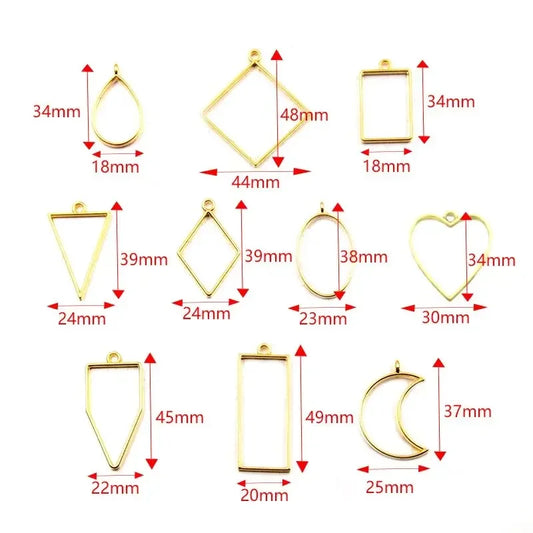 30pcs Metal Geometric Frame Pendants for DIY Jewelry Making