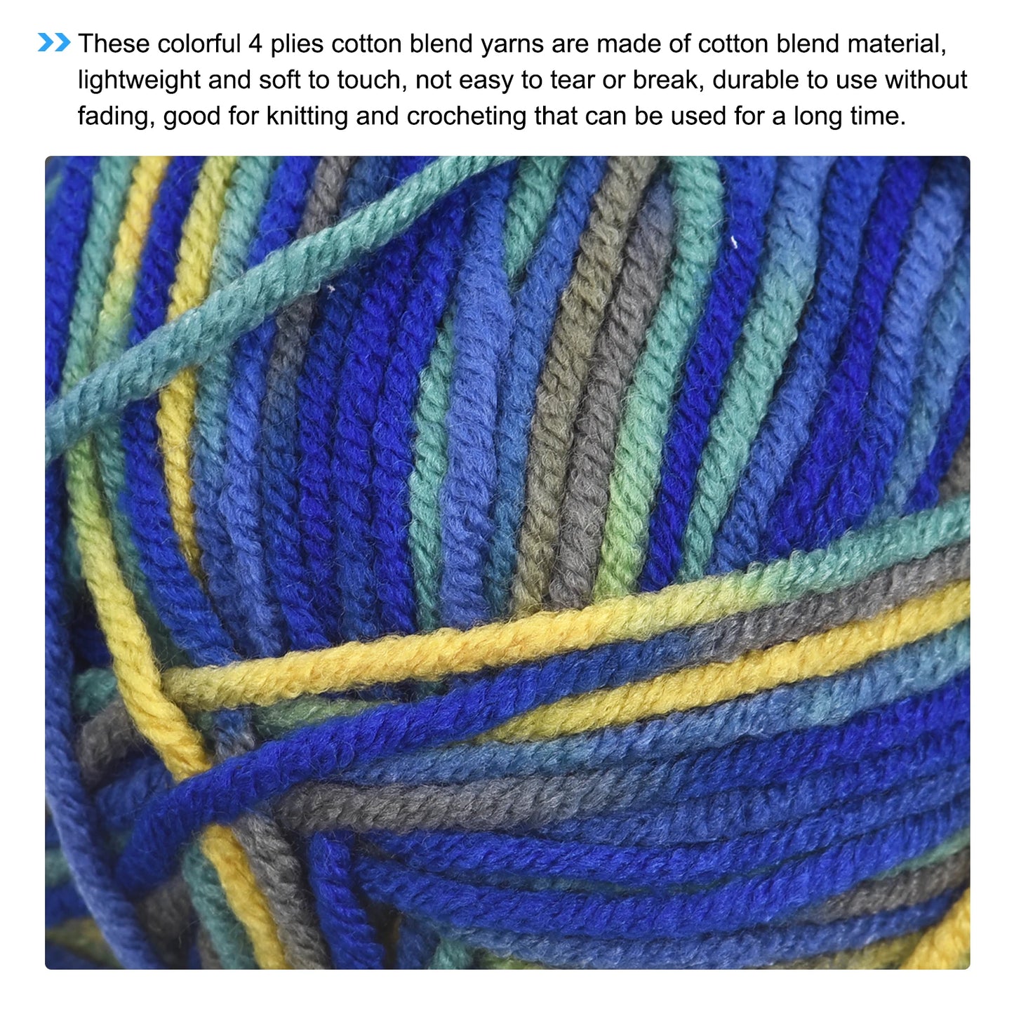 Cotton Blend Yarn Pack of 5 for Knitting and Crocheting