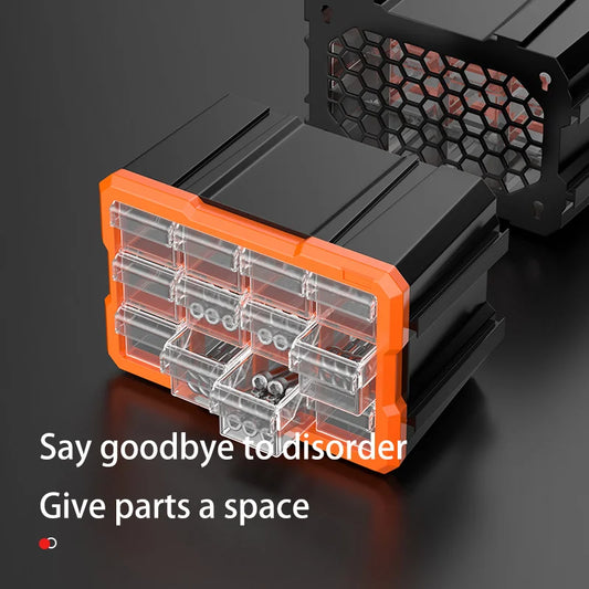 Heavy Duty Orange Parts Organizer 24 Compartment Storage Box With Dividers