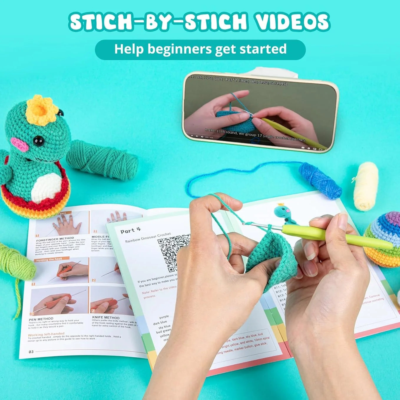 HTVRONT Crochet Animal Kit for Beginners with Video Tutorial