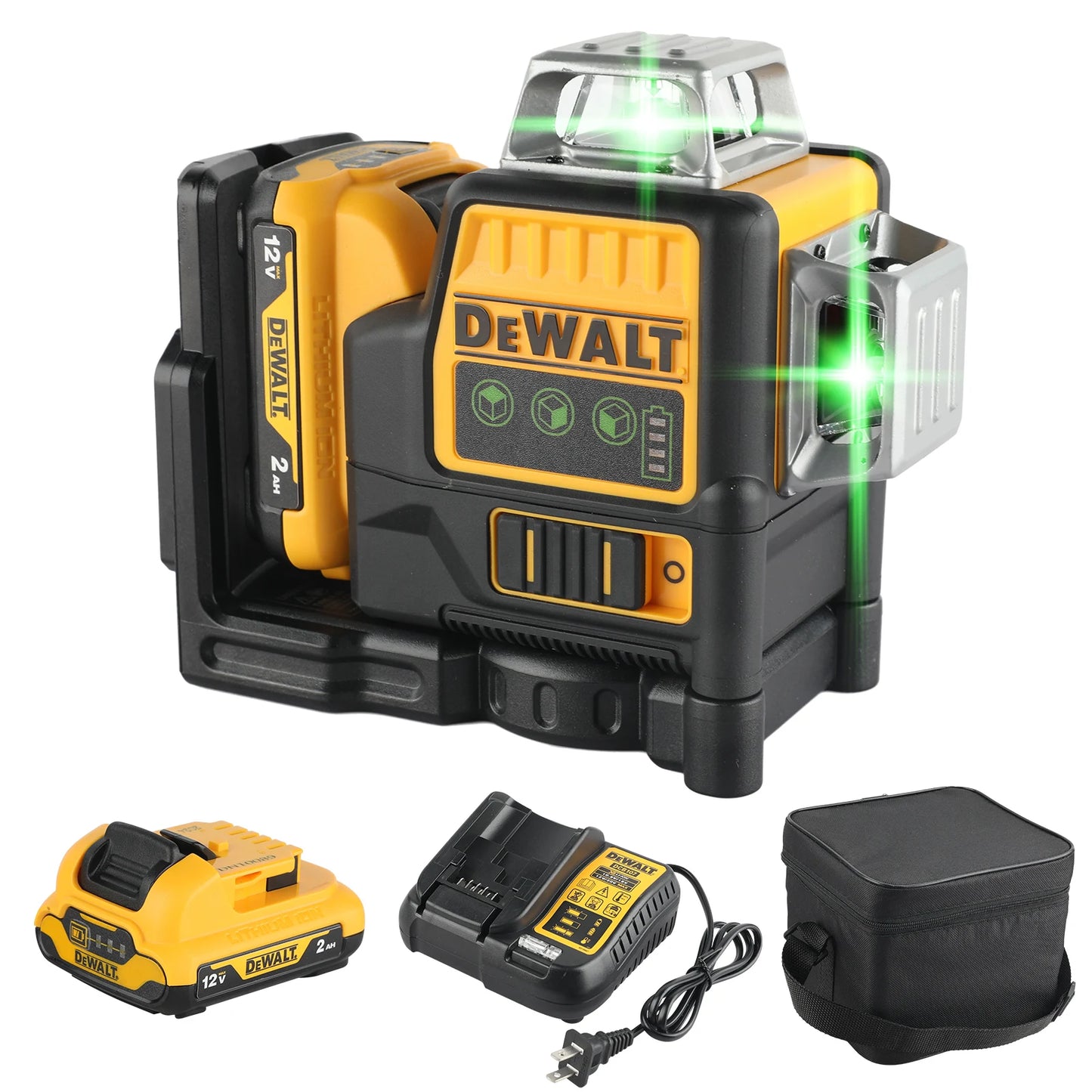 DEWALT DW089LG Laser Level with 12V Battery and Green Lines