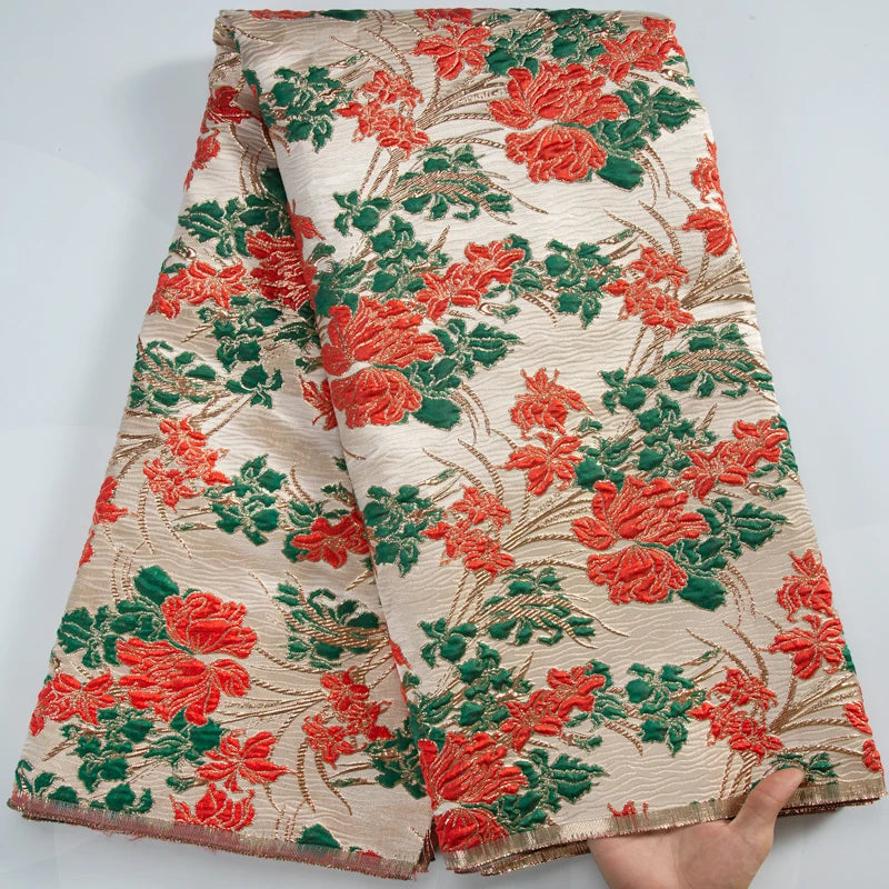 African Brocade Lace Fabrics for Elegant Party Dresses 5 Yards