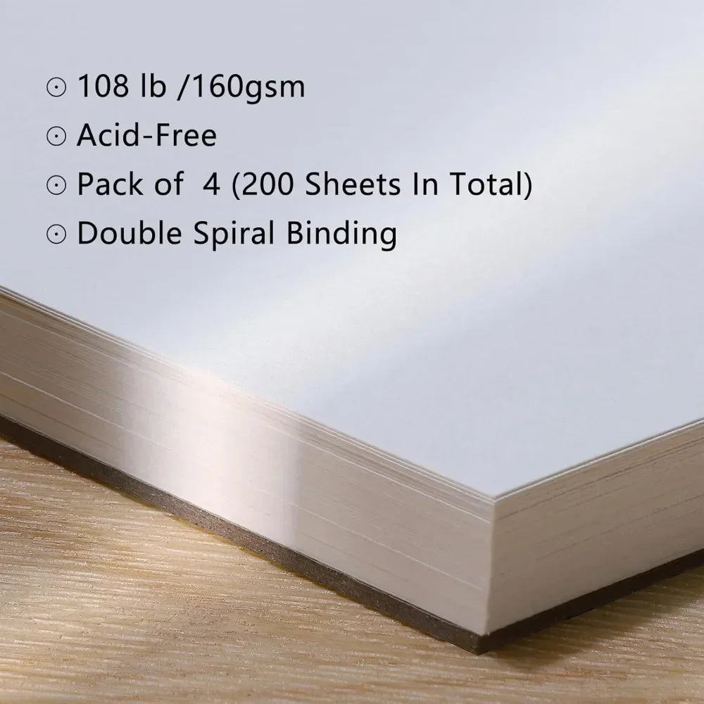 4 Pack Mixed Media Sketchbooks 5.5x8.5 Inch Spiral Bound