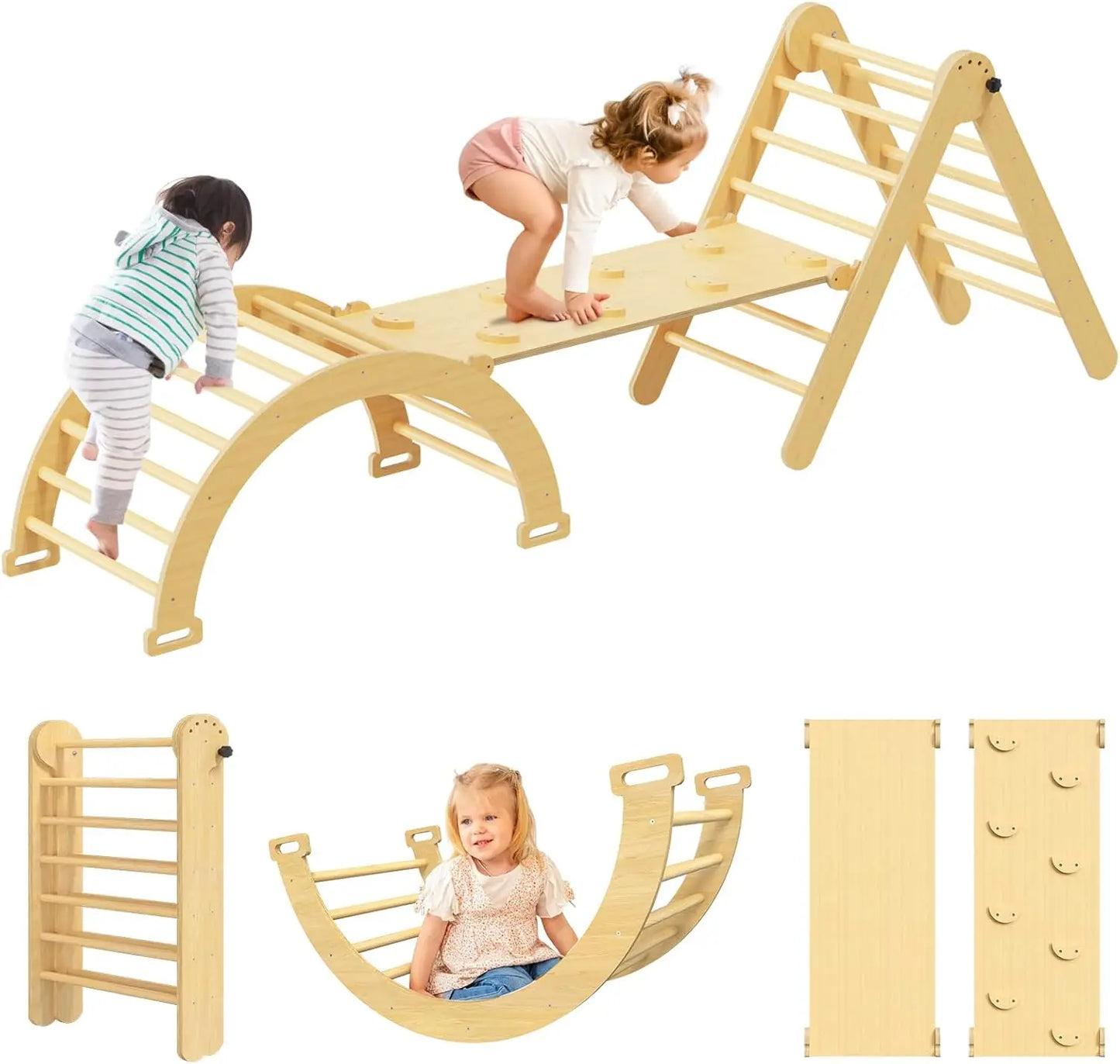 Wooden Montessori 7 In 1 Foldable Pikler Climber Toy