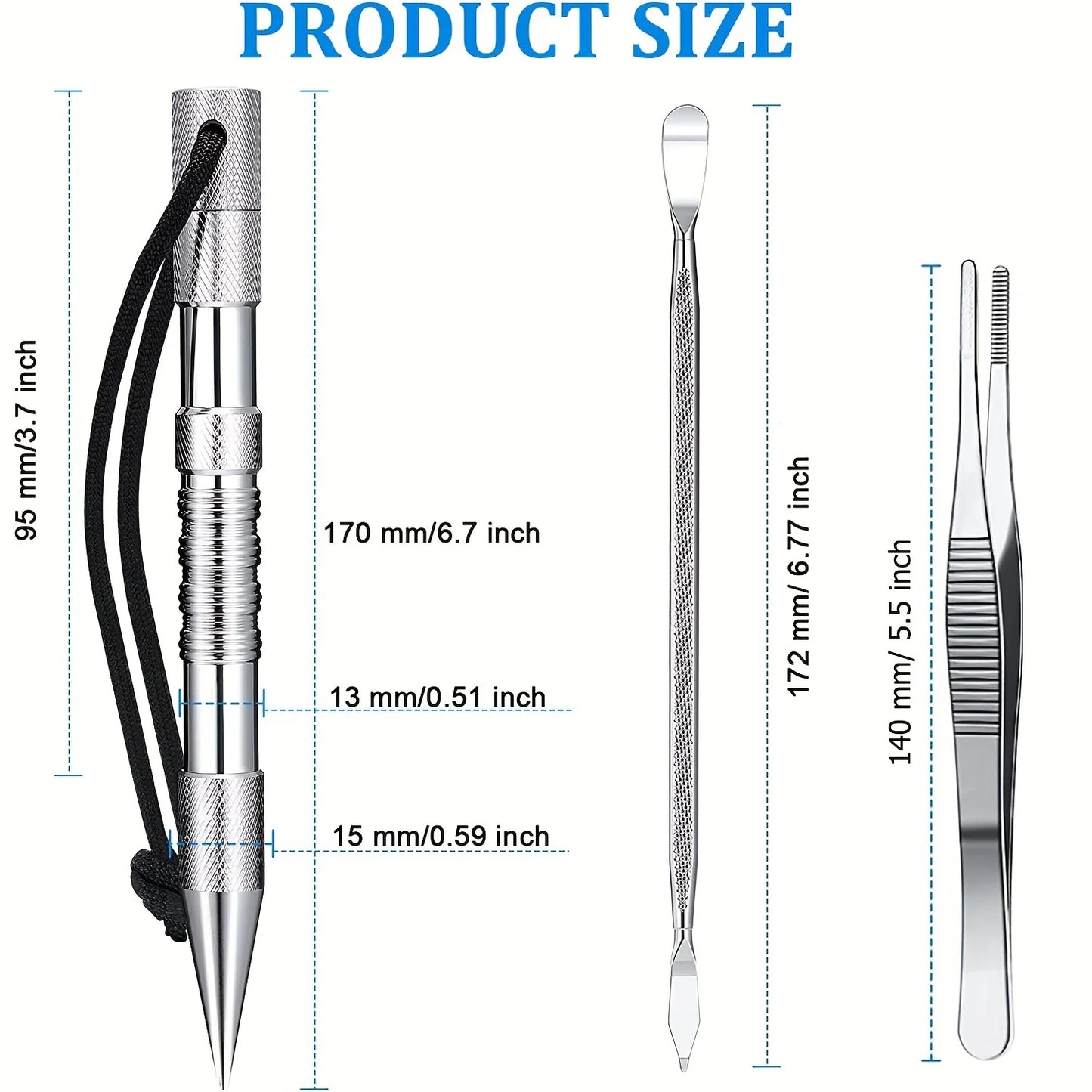 12pcs Stainless Steel Paracord Braid Needle Set for Crafting