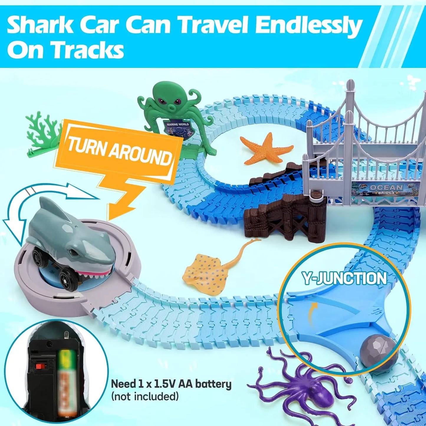 VATOS Shark Race Car Toy Set for Boys and Girls Age 3 Plus